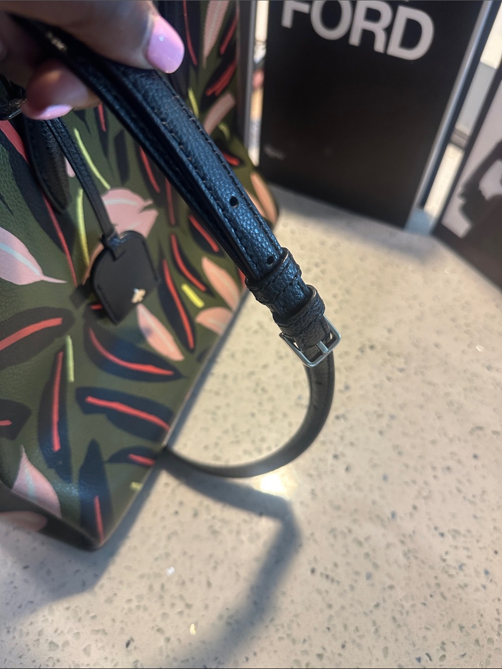 kate spade Olive Floral Print Tote with Pink Accents - Picture 15 of 15